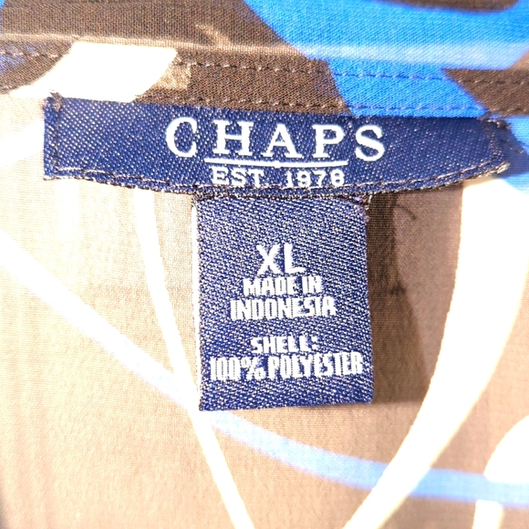 Chaps Black Blue White Sheer Button Front Blouse Size XL - Picture 3 of 9